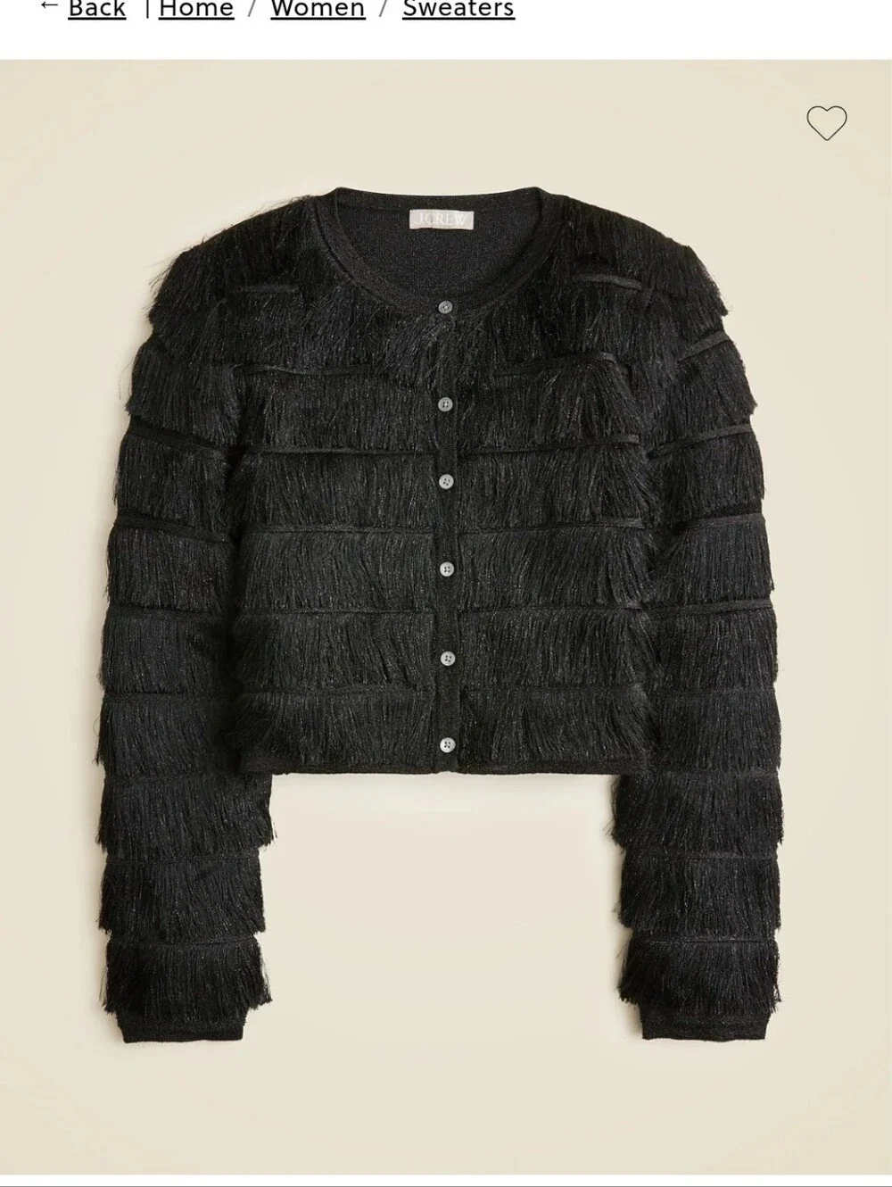 J Crew NWT Fringe Metallic Thread Cardigan Size S Black And Silver